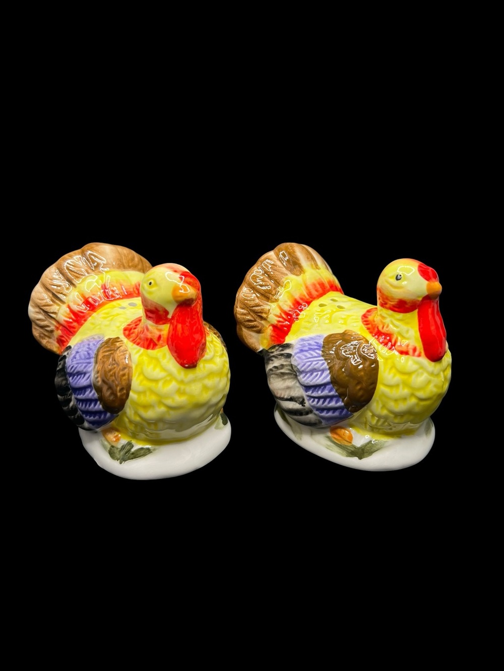 🦃 Vintage Ceramic Turkey Salt & Pepper Shakers - Multicolor Hand Painted